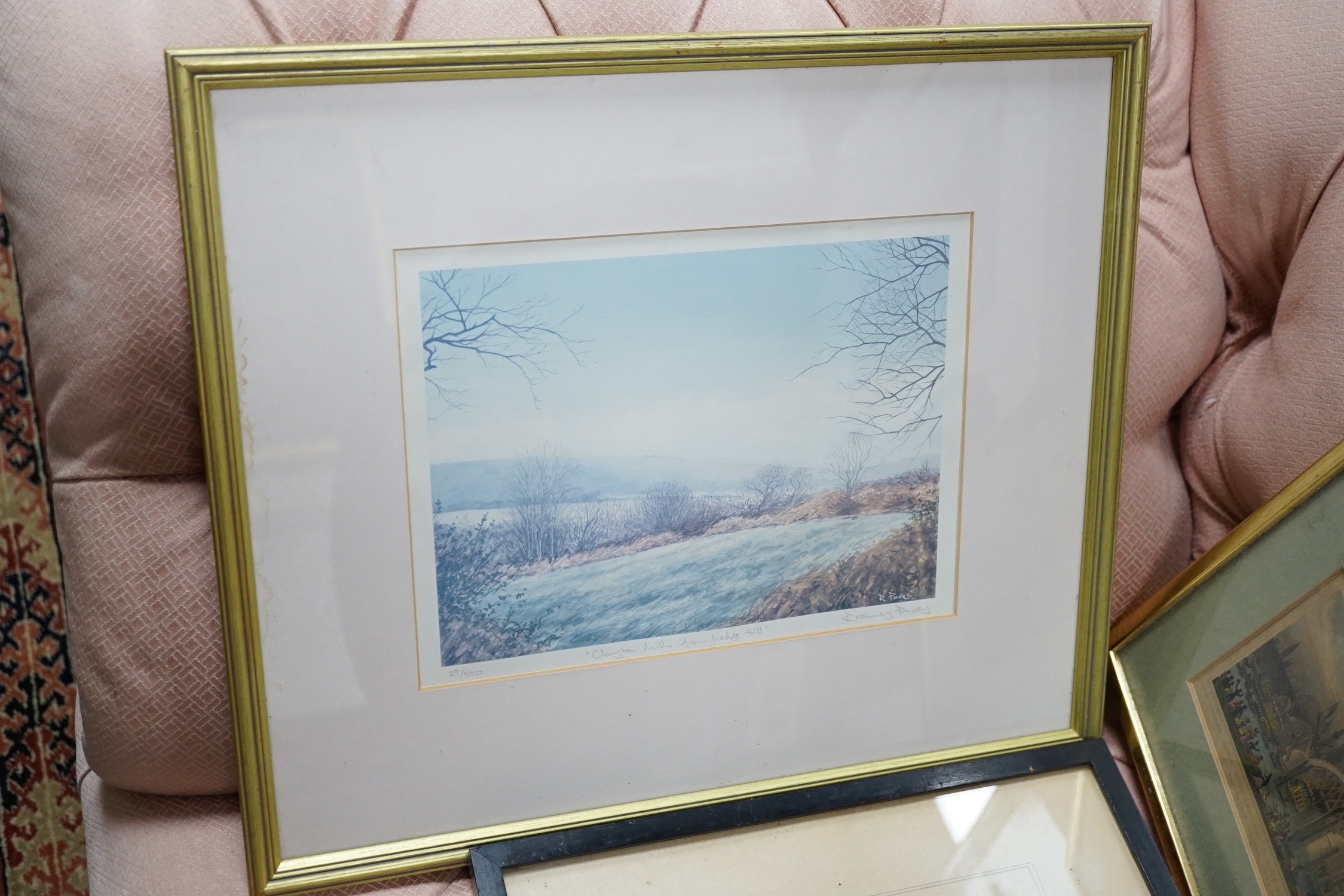 A group of assorted 19th century and later coloured engravings and other prints of Views in an and around Brighton and Lewes, largest 36 x 45cm